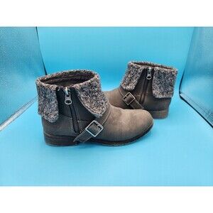 Rocket Dog Boots Womens 7 Ankle Booties Heels C345 Gray Fabric Side Zipper